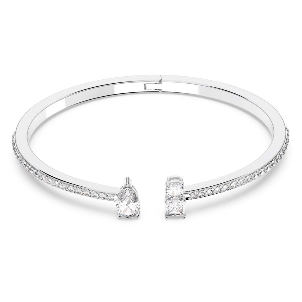 Swarovski Mesmera cuff Mixed cuts, White, Rhodium plated Size Small